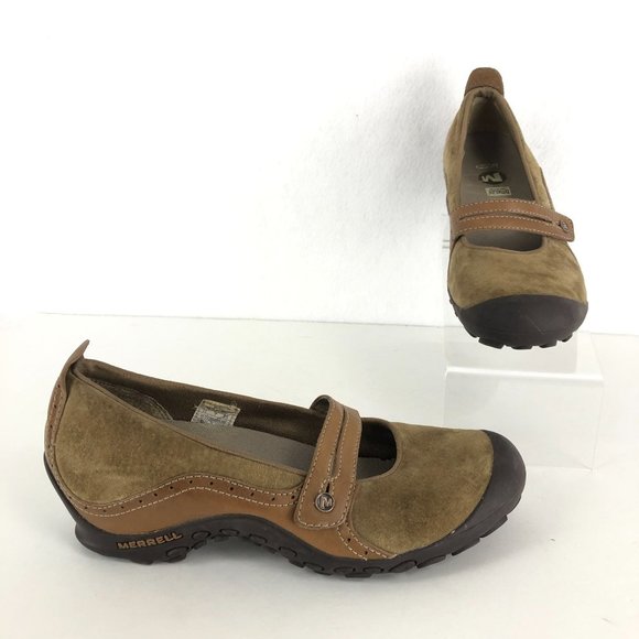Merrell Shoes - Merrell Women's Size 9.5 Plaza Bandeau Tan Brown Leather Mary Jane Shoes